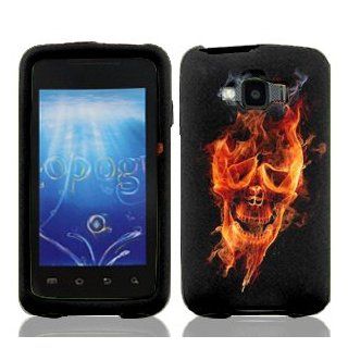Samsung Rugby Smart i847 i 847 Black with Red Fire Flame Ghost Skull Design Snap On Cover Hard Case Cell Phone Protector Cell Phones & Accessories