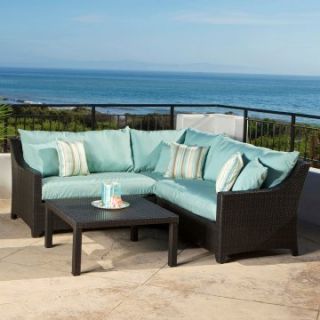 RST Outdoor Bliss 4 Piece Corner Sectional Sofa and Coffee Table Set   Conversation Patio Sets