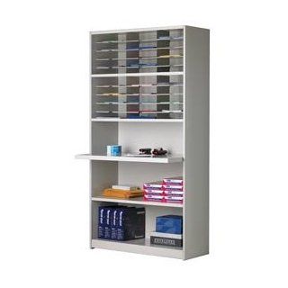 MultiFunction Mail Room Cabinet 30 Pockets Pebble Gray  Storage Cabinets 