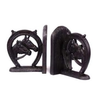 Black Cast Iron Horseshoe Bookends   Bookends