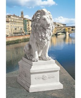 Design Toscano Lion of Florence Sentinel Garden Statue & Base   Garden Statues