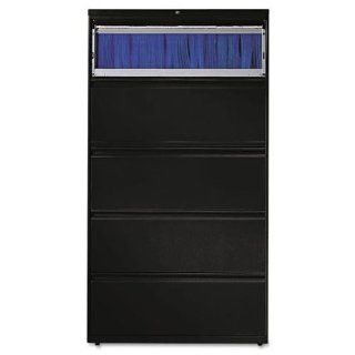 Hon 5 Drawer Lateral File Cabinet with Lock, 36 by 19 1/4 by 67 Inch, Black  