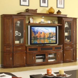 Cantata 4 Piece Entertainment Wall Unit with 60 in. TV Console   Java   Entertainment Centers