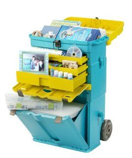 Creative Options Molded Organization 826 080 Rolling Work StationTeal/Lime/Chocolate 20.88"L x 13.65"W x 36"H