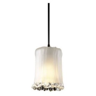 Justice Design Group GLA 8815   Pendants 1 Light Mini Pendant   Cylinder with Rippled Rim Shade   Dark Bronze with White Frosted Glass   Pendant Lighting