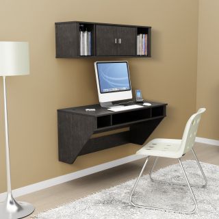 Prepac Designer Floating Desk with Optional Hutch   Black   Desks