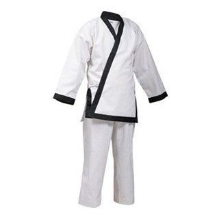 Heavy White Uniform with Black Trim  Martial Arts Uniform Jackets  Sports & Outdoors