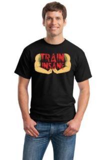 TRAIN INSANE Unisex T shirt / Power Lifting, Body Building Weight Freak Tee Novelty T Shirts Clothing