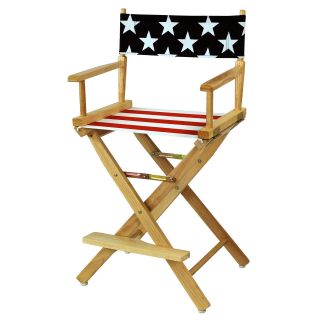 American Flag 24 inch Counter Height Directors Chair   Natural   Tall Directors Chairs