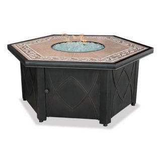 UniFlame 55 in. LP Gas Outdoor Firebowl with Decorative Tile Mantel   Fire Pits