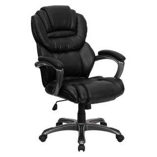 Flash Furniture High Back Executive Office Chair with Leather Padded Loop Arms   Desk Chairs