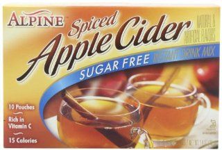 Alpine Spiced Cider, Sugar Free Apple Flavor Drink Mix, .14 oz pouch, 10 count boxes (Pack of 12)  Apple Cider Packets  Grocery & Gourmet Food