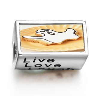 Soufeel Jewelry 925 Sterling Silver Halloween Ghost Cookies Photo Live Love Laugh European Charms Fit Pandora Chamilia Troll Beads Bracelets Jewelry