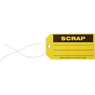 Brady 86758 5 3/4" Height, 3" Width, B 853 Cardstock, Black On Yellow Color Production Status Tag, Legend "Scrap" (Pack Of 100) Industrial Warning Signs