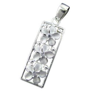 925 Silver Plumeria Filigree Vertical Pendant Hawaiian Silver Jewelry Jewelry