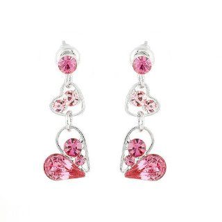 Glamorousky Sweetheart Earrings with Pink Swarovski Element Crystals (830) Glamorousky Jewelry Jewelry