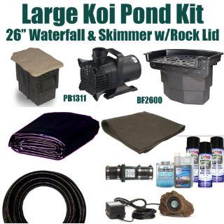 20 x 25 Large Koi Pond Kit 5, 200 GPH Pump Pondbulder 8" Crystal Skimmer & 26" Atlantic Big Bahama Waterfall LH2  Pond Filtration Systems  Patio, Lawn & Garden