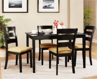 Tibalt 5 piece Rectangle 48 in. Dining Set   Black   with Ladder Back Chairs   Dining Table Sets