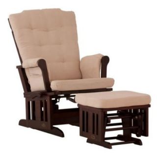 Ragazzi Pompei Premium Glider and Ottoman   Cherry & Beige   Indoor Rocking Chairs