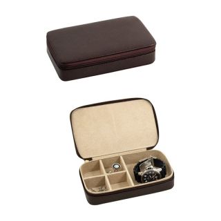 Bey   Berk Brown Leather Multi Compartment Zippered Jewelry Box   Mens Jewelry Boxes