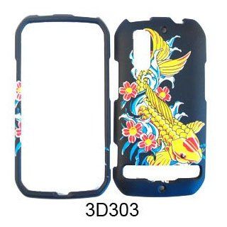 For Motorola Photon MB855 Case Cover   3D Embossed Fish Flowers Black 3D303 Cell Phones & Accessories