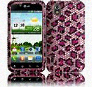 Pink Leopard Bling Gem Jeweled Crystal Cover Case for LG Ignite 855 Marquee LS855 Sprint LG855 Boost L85C NET10 Straight Talk Optimus Black P970 L85C Majestic US855 US Cellular Cell Phones & Accessories