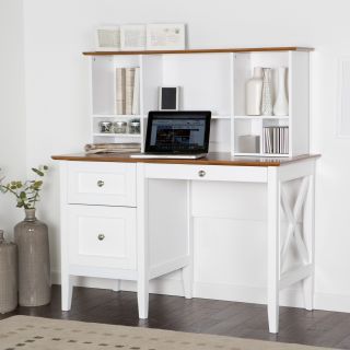 Belham Living Hampton Desk with Optional Hutch   White/Oak   Desks