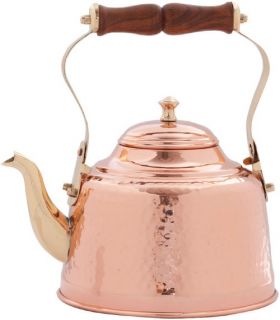 Old Dutch 2 qt. Solid Copper Hammered Tea Kettle with Wood Handle   Stove Top Tea Kettles