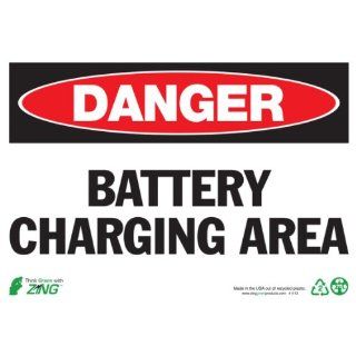 Zing Eco Safety Sign, Header "DANGER", "BATTERY CHANGING AREA", 10" Width x 7" Length, Self Adhesive Eco Poly, Red/White/Black (Pack of 1) Industrial Warning Signs