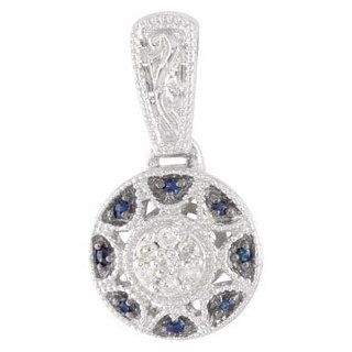 Clevereve's 14K White Gold Blue Sapphire & Diamond 00.60 Ct Tw Pendant CleverEve Jewelry