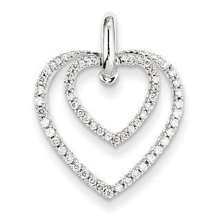 14k White Gold Diamond Double Heart Pendant. Carat Wt  0.25ct. Metal Wt  1.98g Jewelry