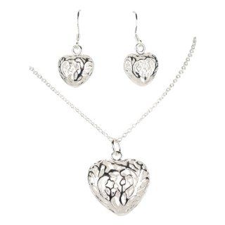Silver Tone Heart Shaped Jewelry Set For Women Or Teens Jewelry