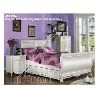 Pearl White Finish Full Size Sleigh Bed by Acme Home & Kitchen