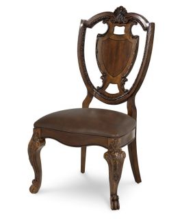 A.R.T. Furniture Old World Shield Back Side Chair with Leather Seat   Cathedral Cherry   Set of 2   Dining Chairs