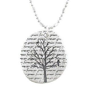 Oval Tree of Life & Bird Pendant with FOREVER GREEN Words of Inspiration in Satin Finished Sterling Silver on an 18" Rhodium Bead Chain, #8229 Taos Trading Jewelry Jewelry