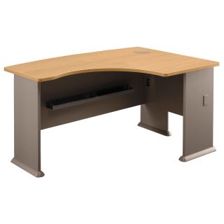 Bush Series A Right L Bow Desk in Light Oak and Sage   Do Not Use