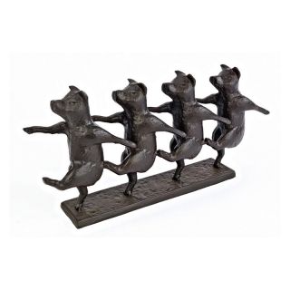 Design Toscano 7 in. Dancing Pig Chorus Line Cast Iron Statue   Sculptures & Figurines