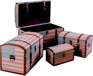 Best Selling Home Decor US Flag Storage Box   Set of 4   Storage Trunks