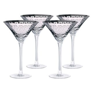 Artland Inc. Leopard Silver Martini Glasses   Set of 4   Stemware