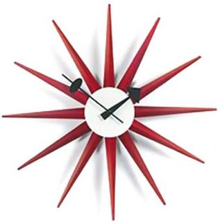 George Nelson Sunburst 18.5 in. Wall Clock by Kirch   Red   Control Brand MCM   Wall Clocks