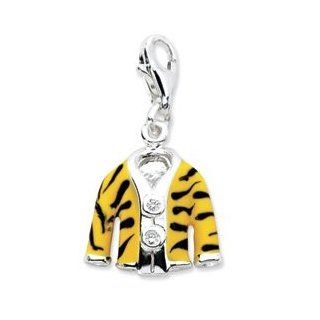 Amore Sterling CZ Enamel Tiger Jacket Theme Charm Clasp Style Charms Jewelry