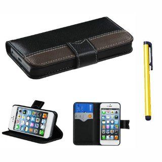 Fits Apple iPhone 5 Black/Dark Brown Book Style MyJacket Wallet (with Black tray & card slot)(862) + A Gold Color Stylus/Pen AT&T, Cricket, Sprint, Verizon (does NOT fit Apple iPhone or iPhone 3G/3GS or iPhone 4/4S or iPhone 5C) Cell Phones & 