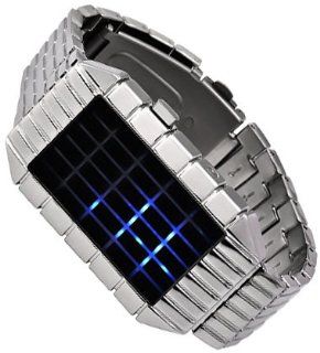 Sub Zero   Japanese Inspired Blue LED Wrist Watch w/ Onyx Metal Strap 