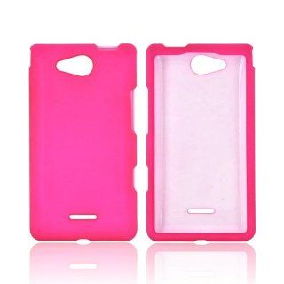 For LG Lucid VS840 Hot Pink Hard Rubberized Snap On Shell Case Cover Cell Phones & Accessories