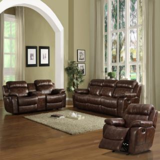 Darrin Reclining Sofa Set with Console   Brown   Sofa Sets