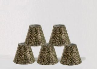 Urbanest 1100331b Mini Chandelier Lamp Shades 6 inch, Hardback, Clip On, Cheetah (Set of 5)   Lampshades  