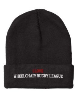 Fastasticdeal I Love Wheelchair Rugby League Embroidered Beanie Cap Skull Caps Clothing