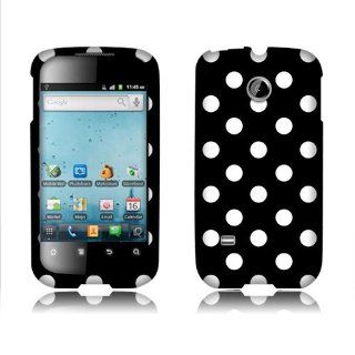 Polka Dots Hard Crystal Plastic Protector Snap On Cover Case For Huawei M865   White Black Cell Phones & Accessories