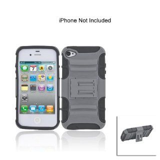 Ebest Gray and Black Silicone PC Action Shell Outdoor Rugged Case Cover for Apple iPhone 4/4S/4G Cell Phones & Accessories