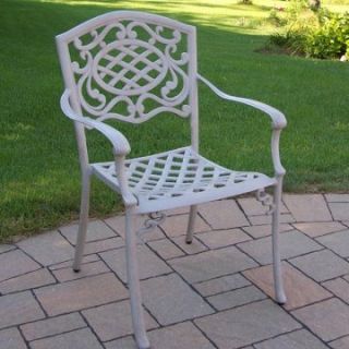 Oakland Living Mississippi Cast Aluminum Fully Welded Dining Arm Chair   Beach Sand   Outdoor Dining Chairs
